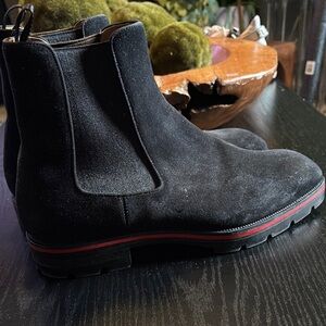 Christian Louboutin Black Suede Boots with Rugged Sole